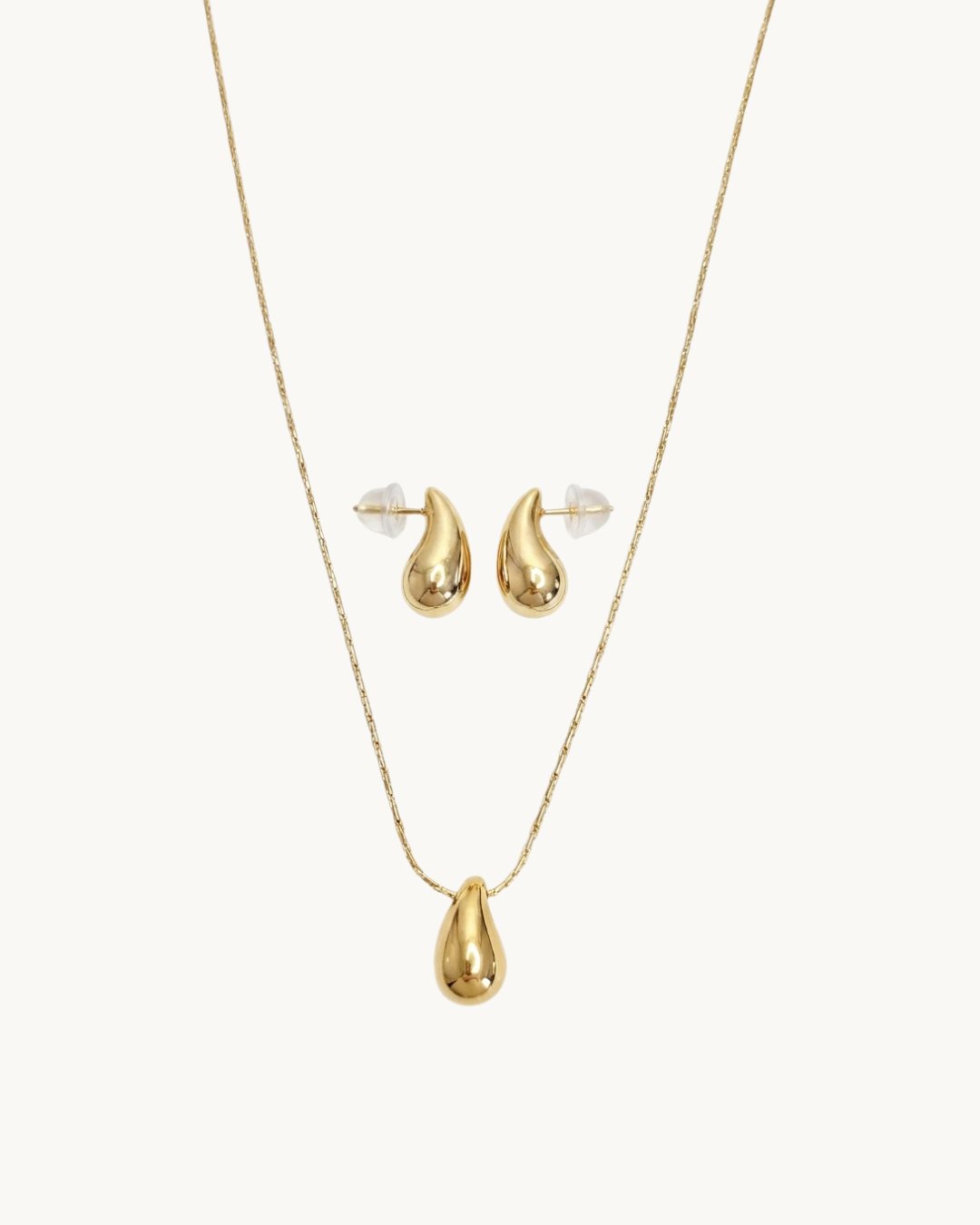 L'Apogée Doré — Set collier et boucles d'oreilles goutte dorées en argent 925 | Maison Orynn