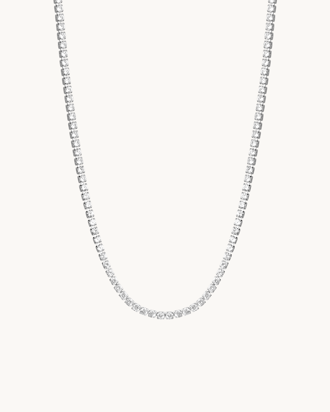 L'Éclat Continu Argenté — Collier tennis cristaux chaîne argentée en acier inoxydable | Maison Orynn