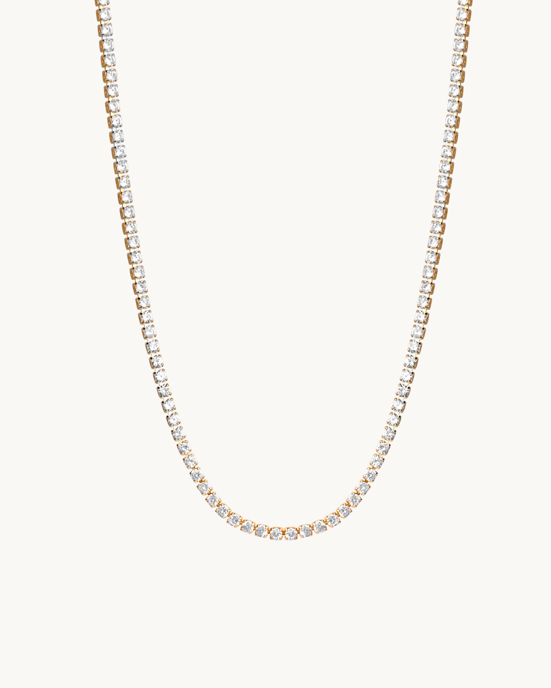 L'Éclat Continu Doré — Collier tennis cristaux chaîne dorée en acier inoxydable | Maison Orynn