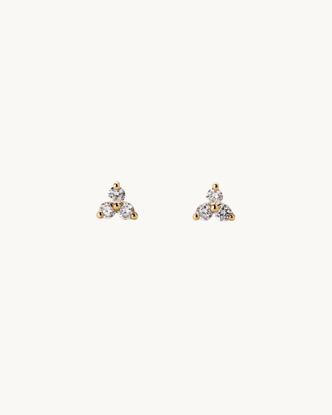La Puce Trilogie Doré — Puces trilogie 3 cristaux triangle dorées en argent 925 | Maison Orynn