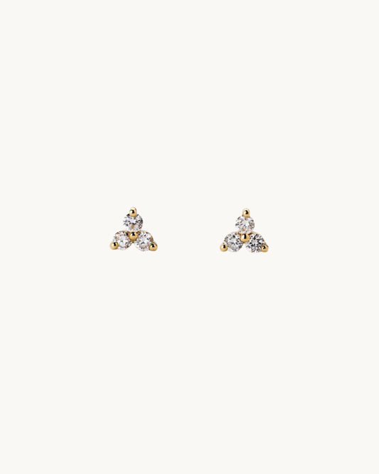 La Puce Trilogie Doré — Puces trilogie 3 cristaux triangle dorées en argent 925 | Maison Orynn