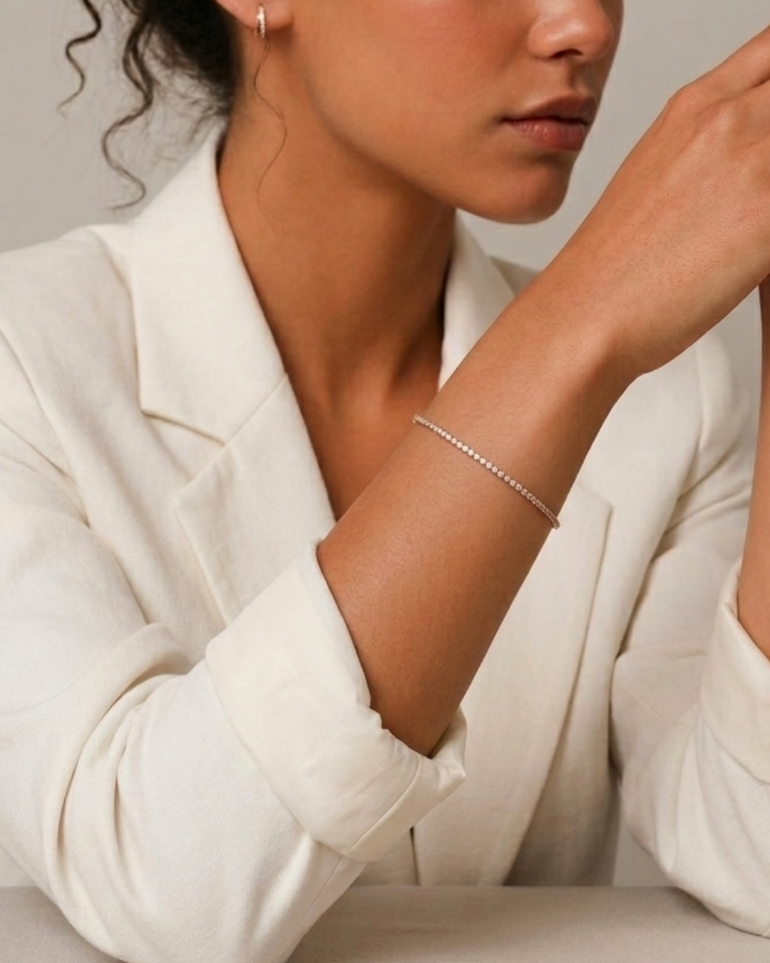 Le Tennis Orynn Argenté — Bracelet tennis cristaux argenté en acier inoxydable | Maison Orynn