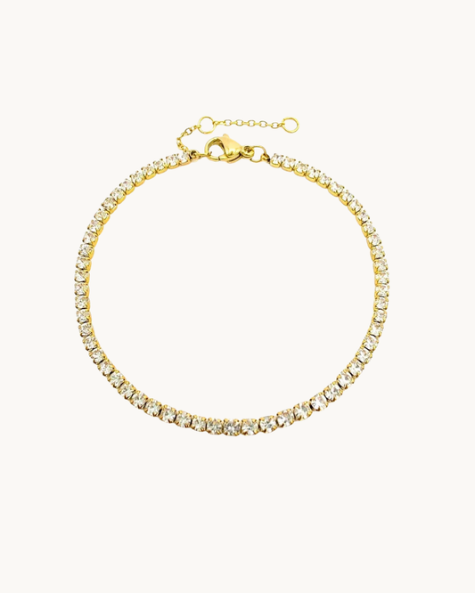 Le Tennis Orynn Doré — Bracelet tennis cristaux doré en acier inoxydable | Maison Orynn