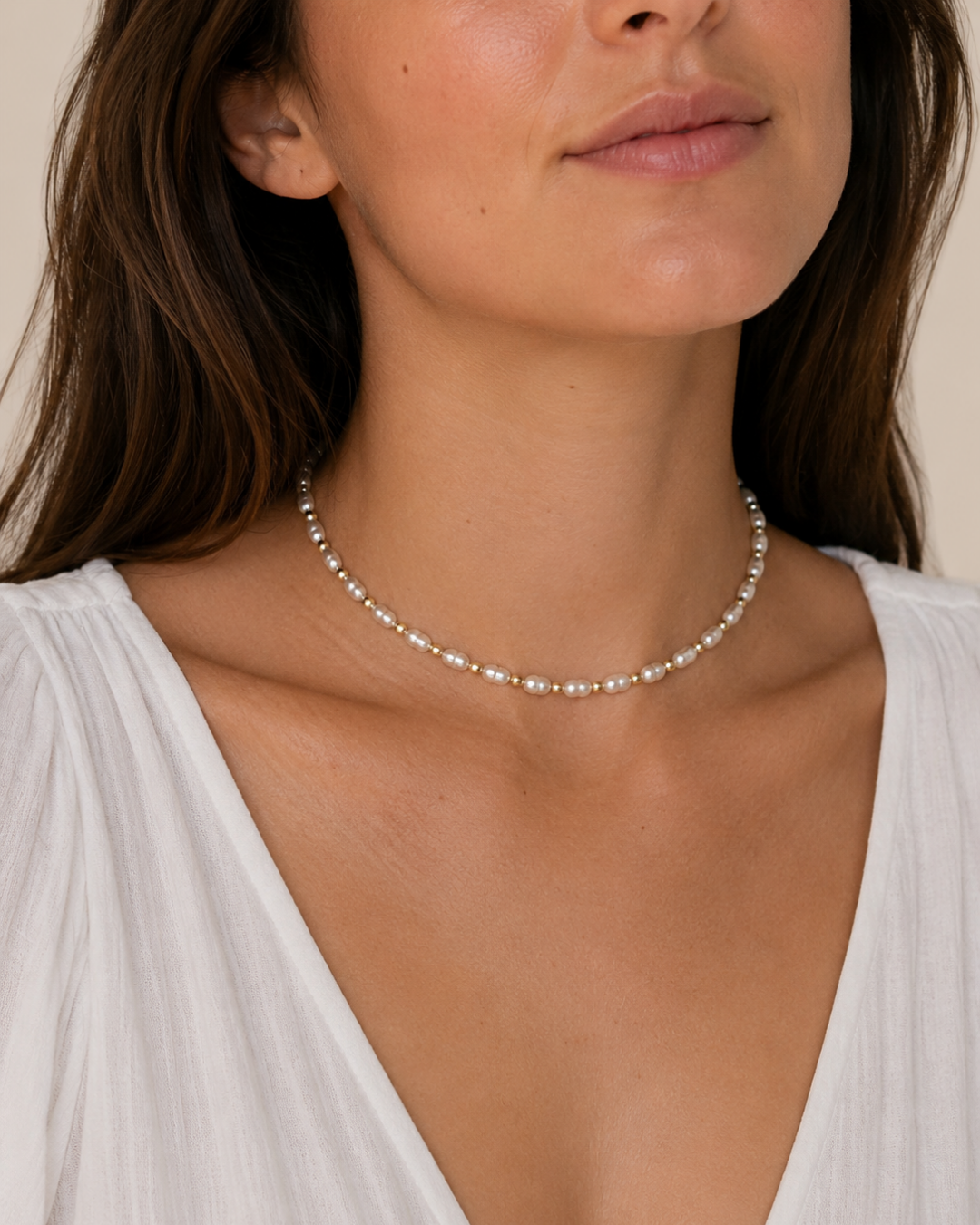 Les Perles Dorées — Collier perles baroques naturelles séparateurs dorés | Maison Orynn