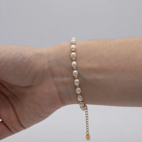 Le Bracelet Perlé — Bracelet perles baroques naturelles séparateurs dorés | Maison Orynn