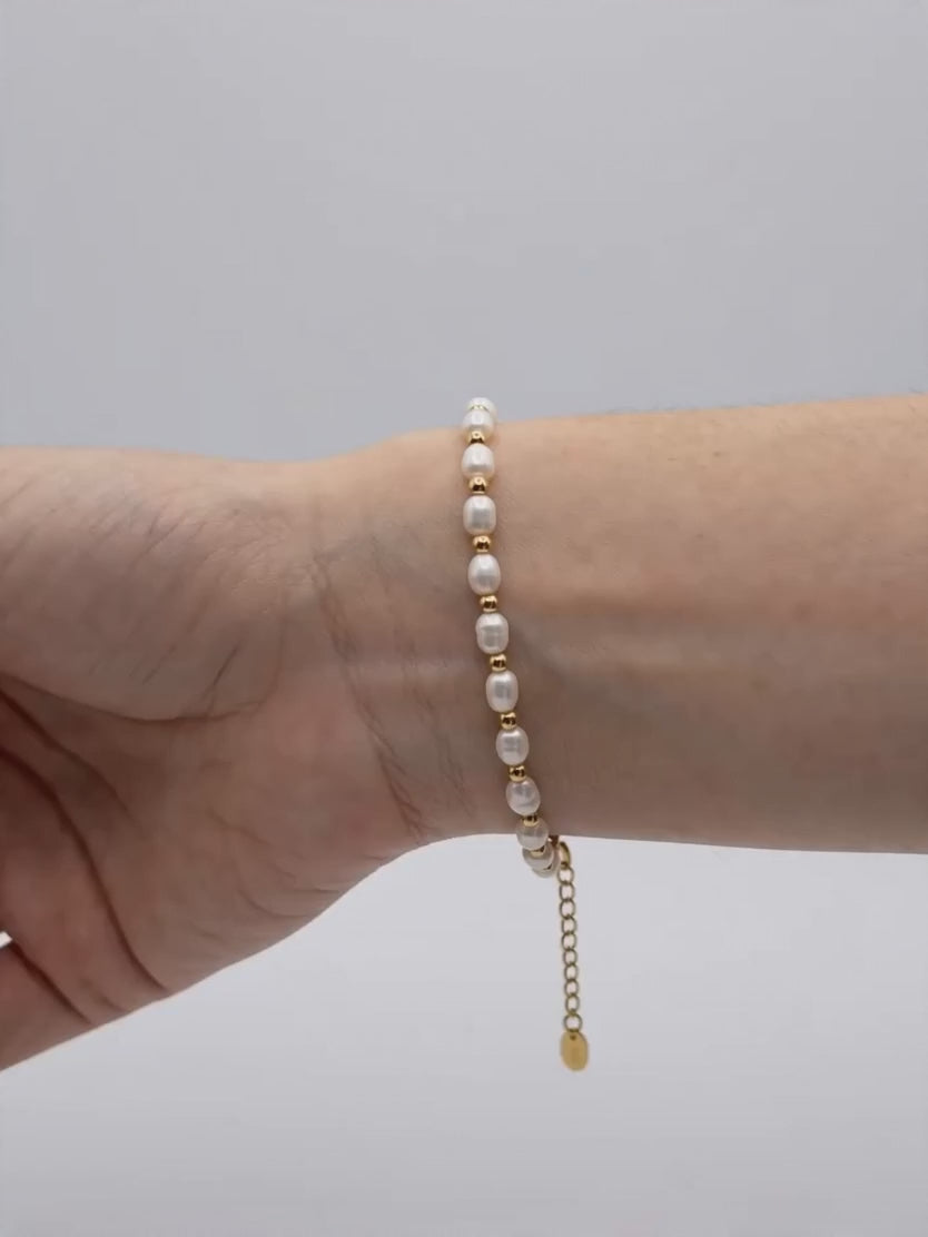 Le Bracelet Perlé — Bracelet perles baroques naturelles séparateurs dorés | Maison Orynn